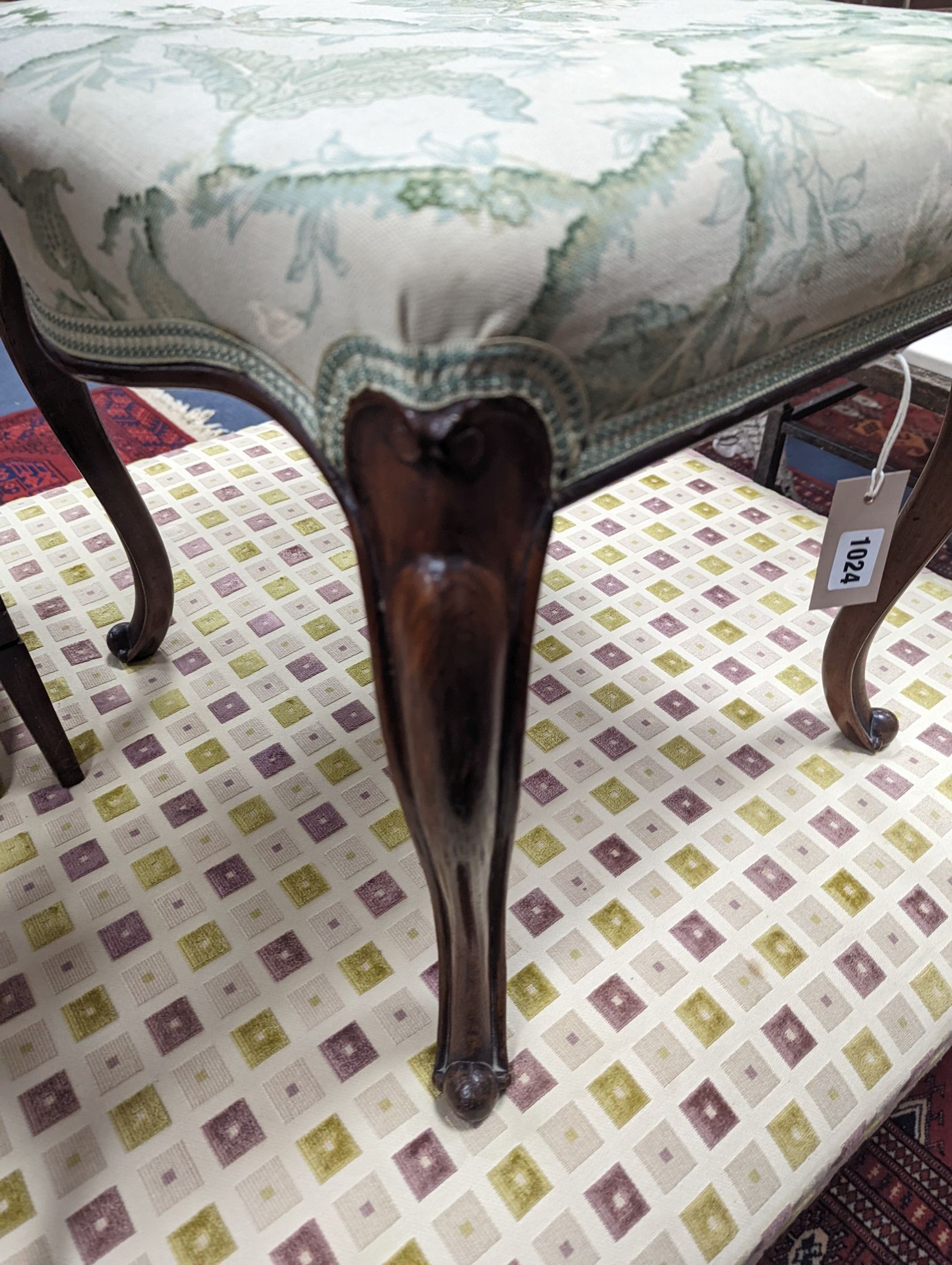 A Victorian upholstered dressing stool, width 46cm, depth 46cm, height 42cm